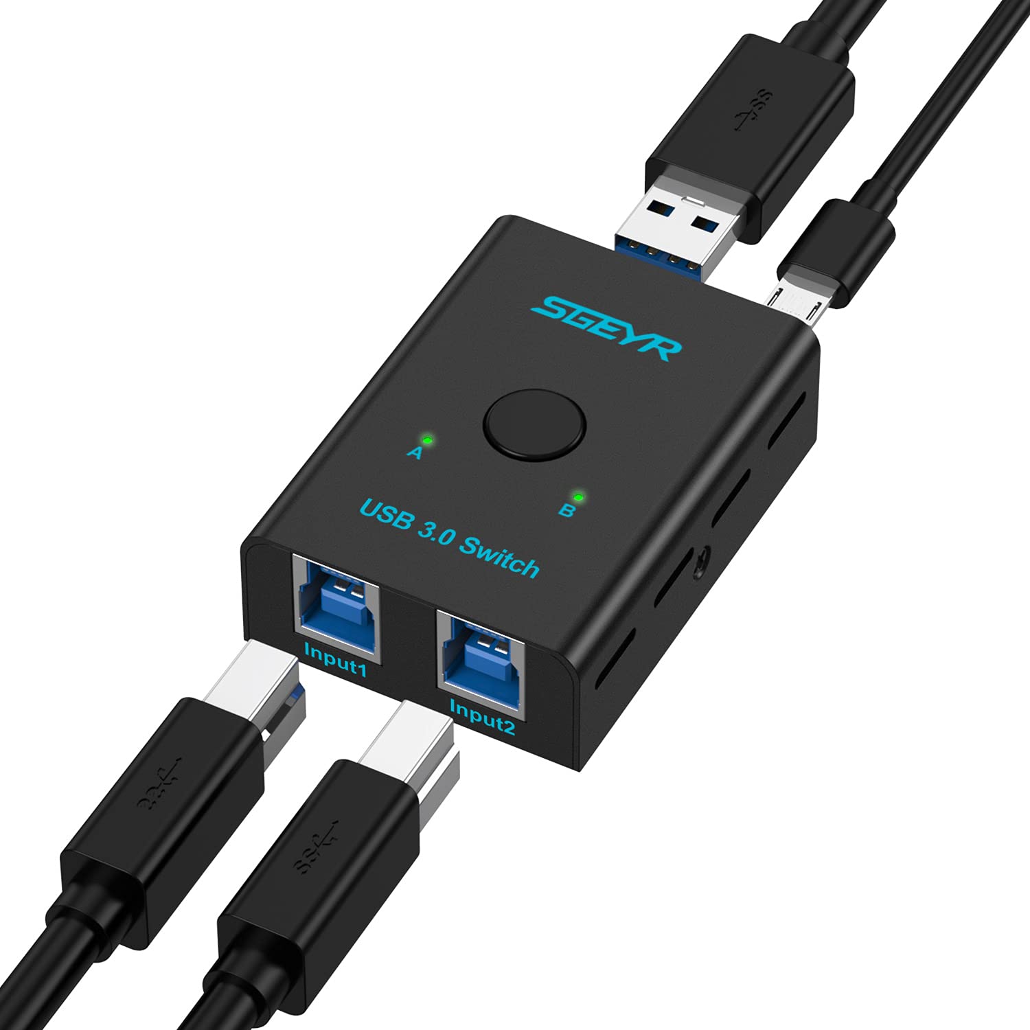 SGEYR USB Switch, 2 in 1 Out USB Switcher Selector for 2 Computers